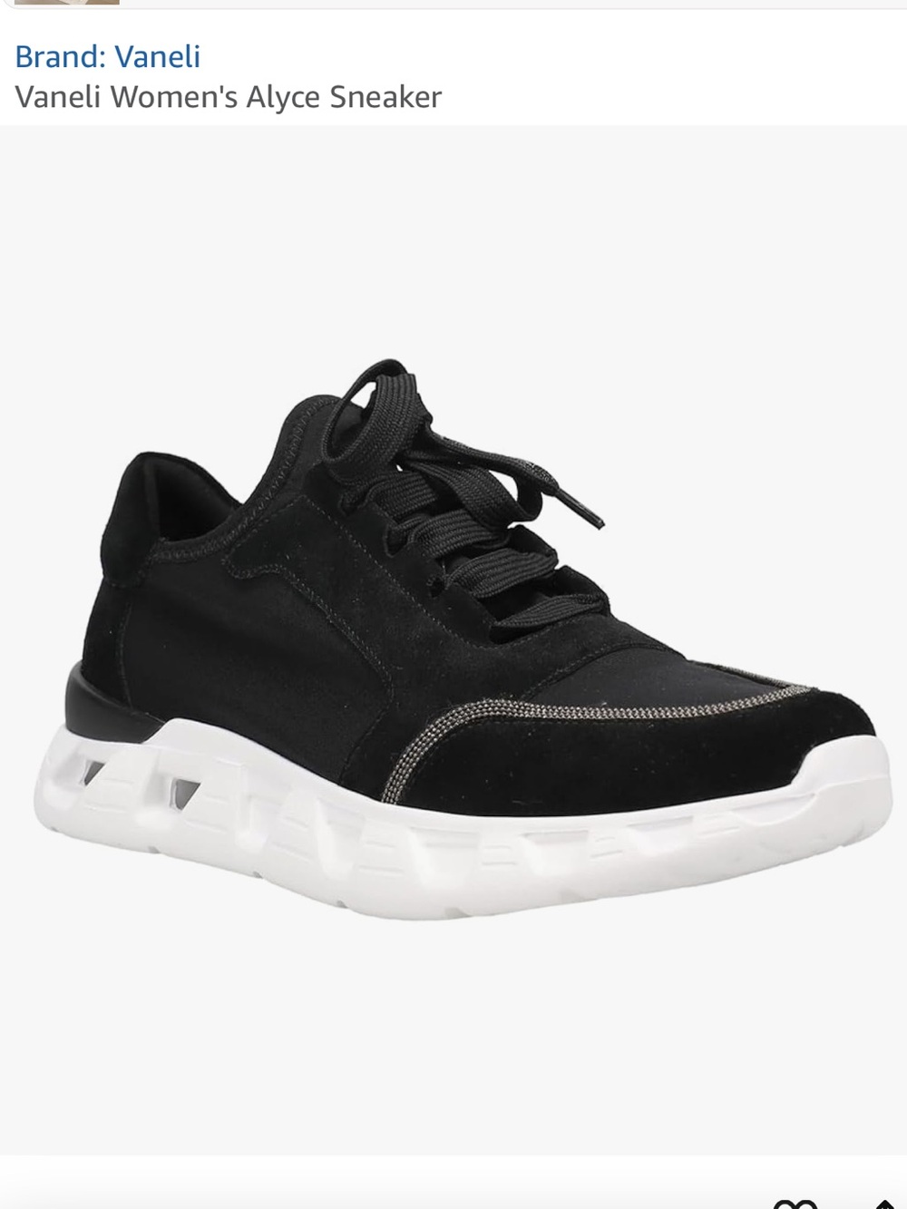 NEW NWT Vaneli Black and White womens Alyce black suede white Sneaker 7.5